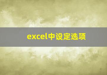 excel中设定选项