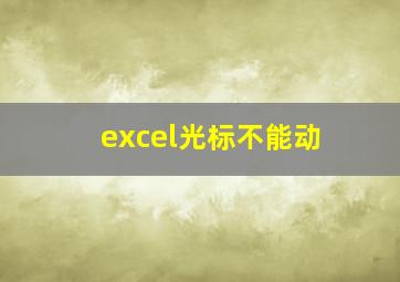 excel光标不能动