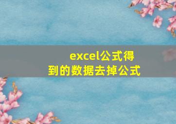 excel公式得到的数据去掉公式