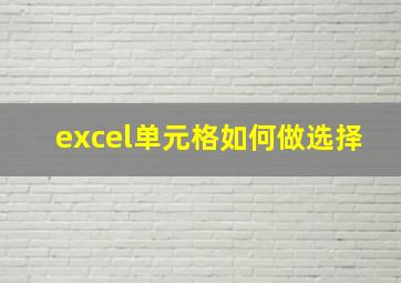 excel单元格如何做选择