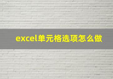 excel单元格选项怎么做