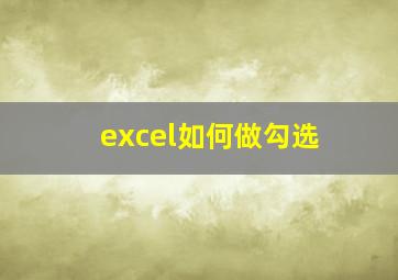 excel如何做勾选