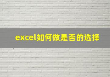 excel如何做是否的选择