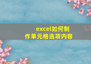 excel如何制作单元格选项内容