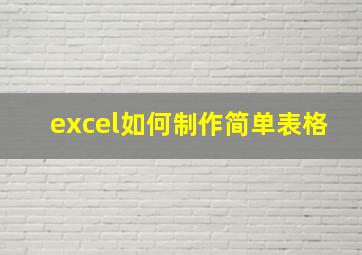 excel如何制作简单表格