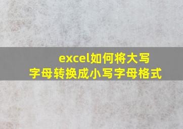 excel如何将大写字母转换成小写字母格式