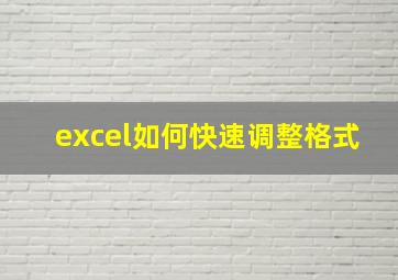 excel如何快速调整格式