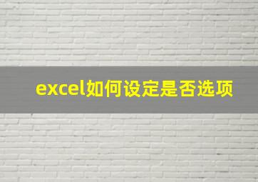 excel如何设定是否选项