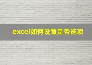 excel如何设置是否选项