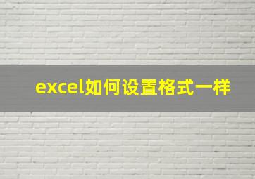 excel如何设置格式一样