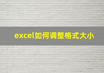 excel如何调整格式大小