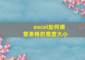 excel如何调整表格的宽度大小