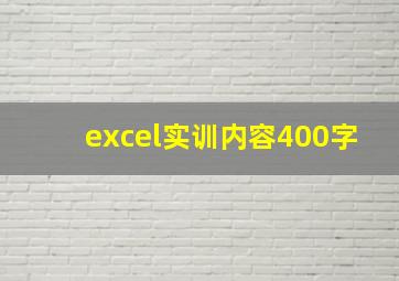 excel实训内容400字