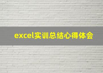 excel实训总结心得体会