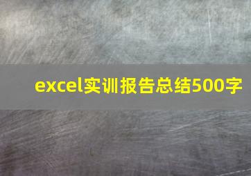 excel实训报告总结500字