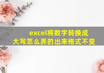 excel将数字转换成大写怎么弄的出来格式不变