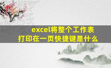 excel将整个工作表打印在一页快捷键是什么