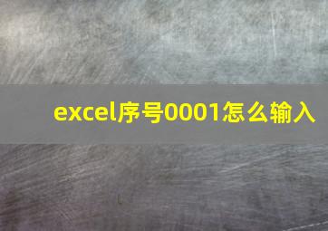 excel序号0001怎么输入