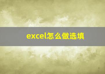 excel怎么做选填