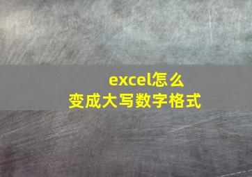 excel怎么变成大写数字格式