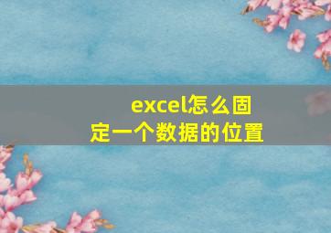 excel怎么固定一个数据的位置