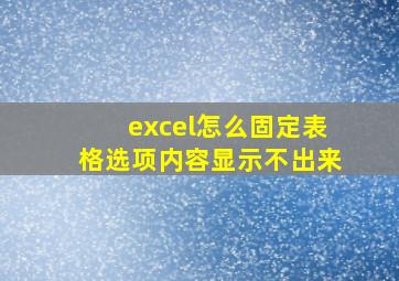 excel怎么固定表格选项内容显示不出来