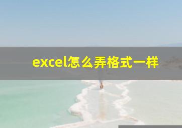 excel怎么弄格式一样