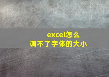 excel怎么调不了字体的大小