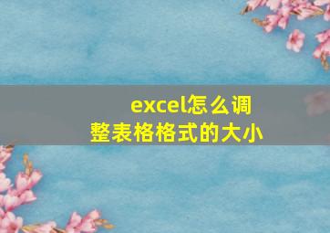 excel怎么调整表格格式的大小