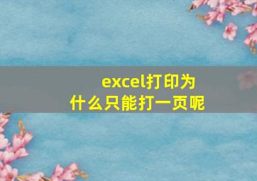 excel打印为什么只能打一页呢