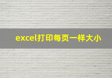 excel打印每页一样大小