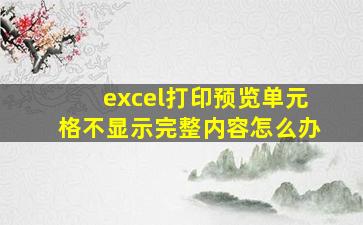 excel打印预览单元格不显示完整内容怎么办