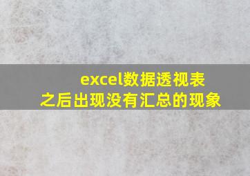 excel数据透视表之后出现没有汇总的现象