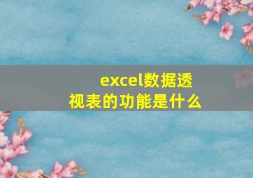 excel数据透视表的功能是什么