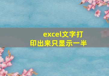 excel文字打印出来只显示一半