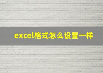 excel格式怎么设置一样