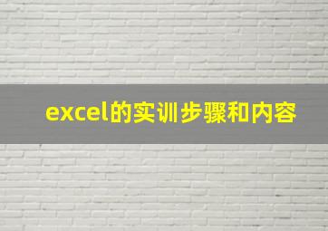 excel的实训步骤和内容