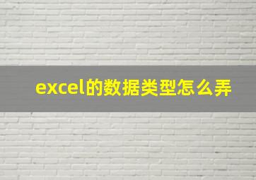 excel的数据类型怎么弄