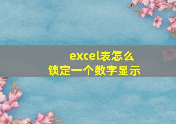 excel表怎么锁定一个数字显示