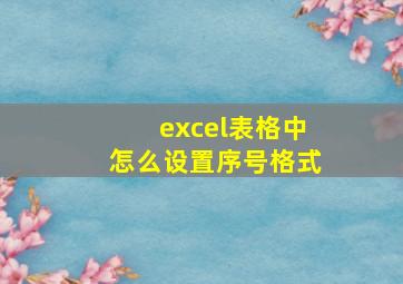 excel表格中怎么设置序号格式