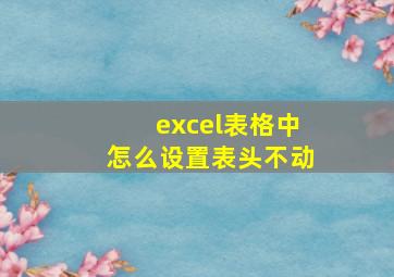 excel表格中怎么设置表头不动