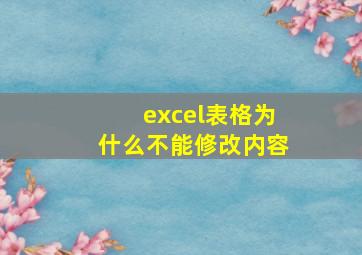 excel表格为什么不能修改内容