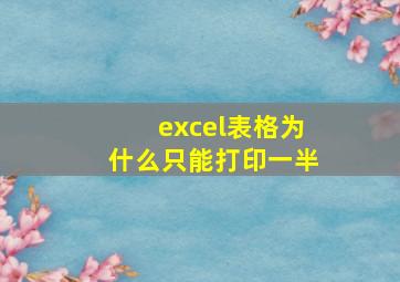 excel表格为什么只能打印一半