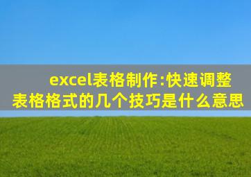 excel表格制作:快速调整表格格式的几个技巧是什么意思