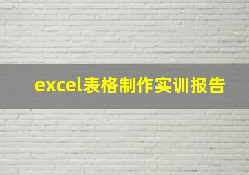 excel表格制作实训报告