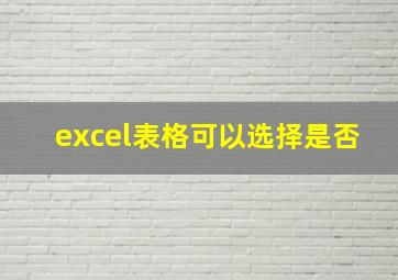 excel表格可以选择是否