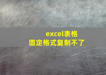 excel表格固定格式复制不了