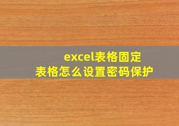 excel表格固定表格怎么设置密码保护