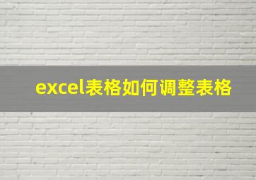 excel表格如何调整表格