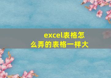 excel表格怎么弄的表格一样大